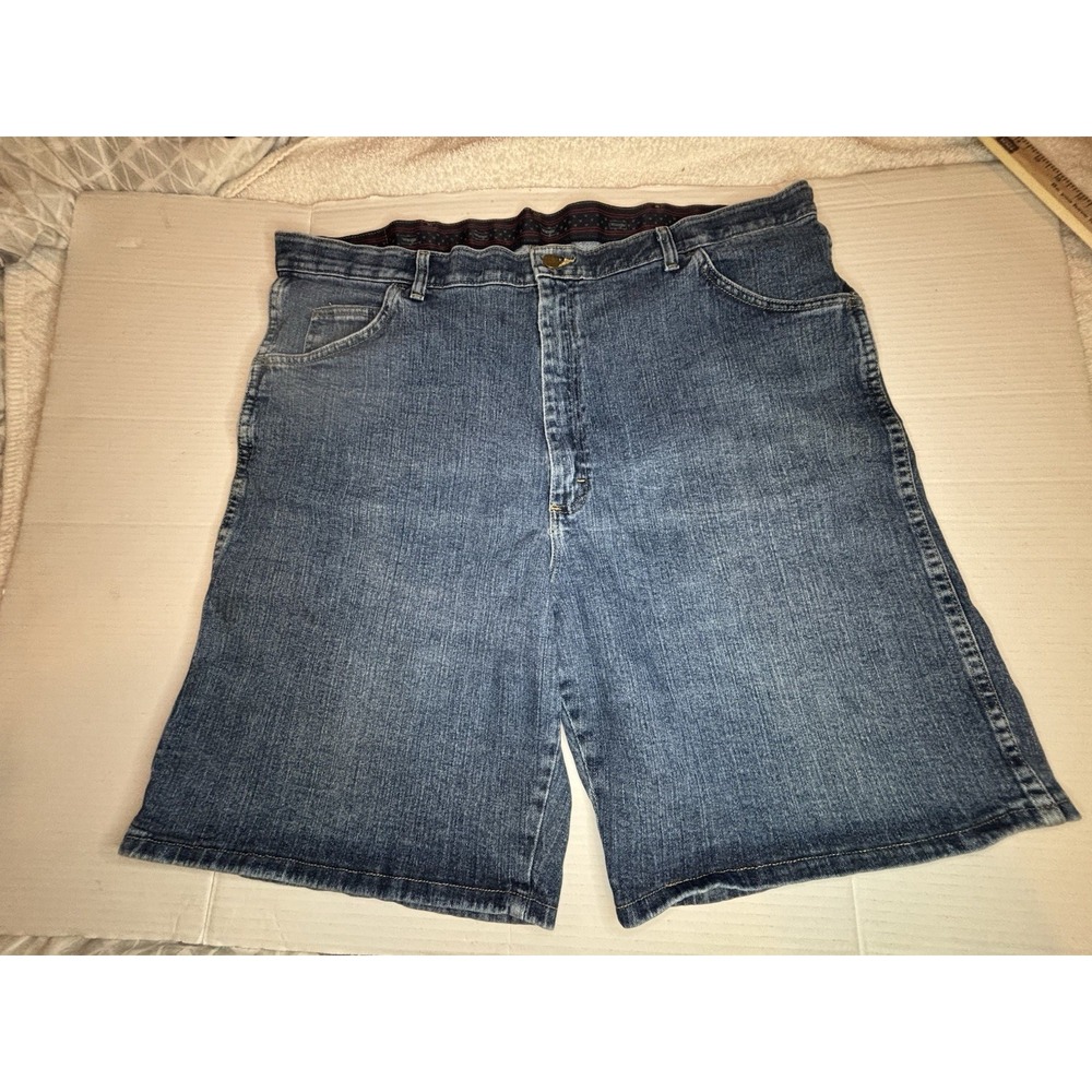 Wrangler Mens Jean Shorts 42 Blue Denim Flex Waist Outdoors Wrangler